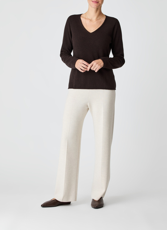 Pullover V-Ausschnitt 1/1 Arm Dark Espresso Frontansicht