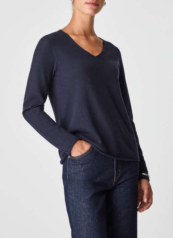 Pullover V-Ausschnitt 1/1 Arm Navy Frontansicht