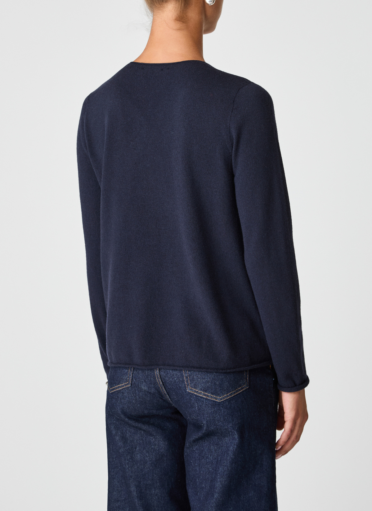 Pullover V-Ausschnitt 1/1 Arm, Navy Rückansicht