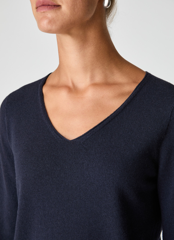 Pullover V-Ausschnitt 1/1 Arm Navy Frontansicht