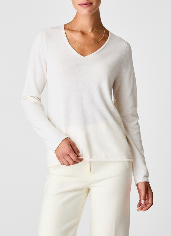 Pullover V-Ausschnitt 1/1 Arm New White Frontansicht