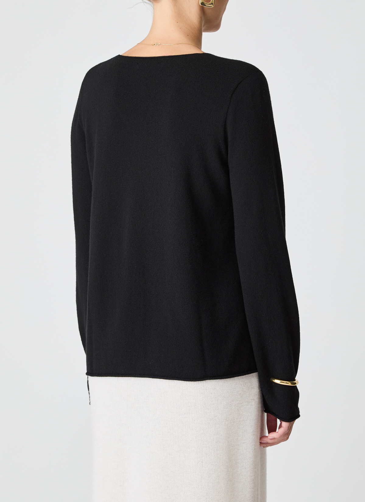 Pullover V-Ausschnitt 1/1 Arm, Black Rückansicht