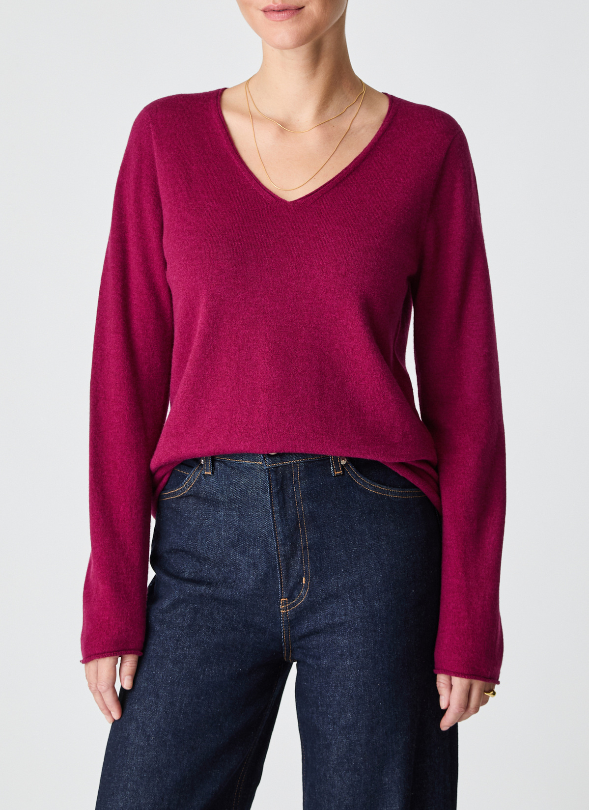 Pullover V-Ausschnitt 1/1 Arm, Bordeaux Frontansicht