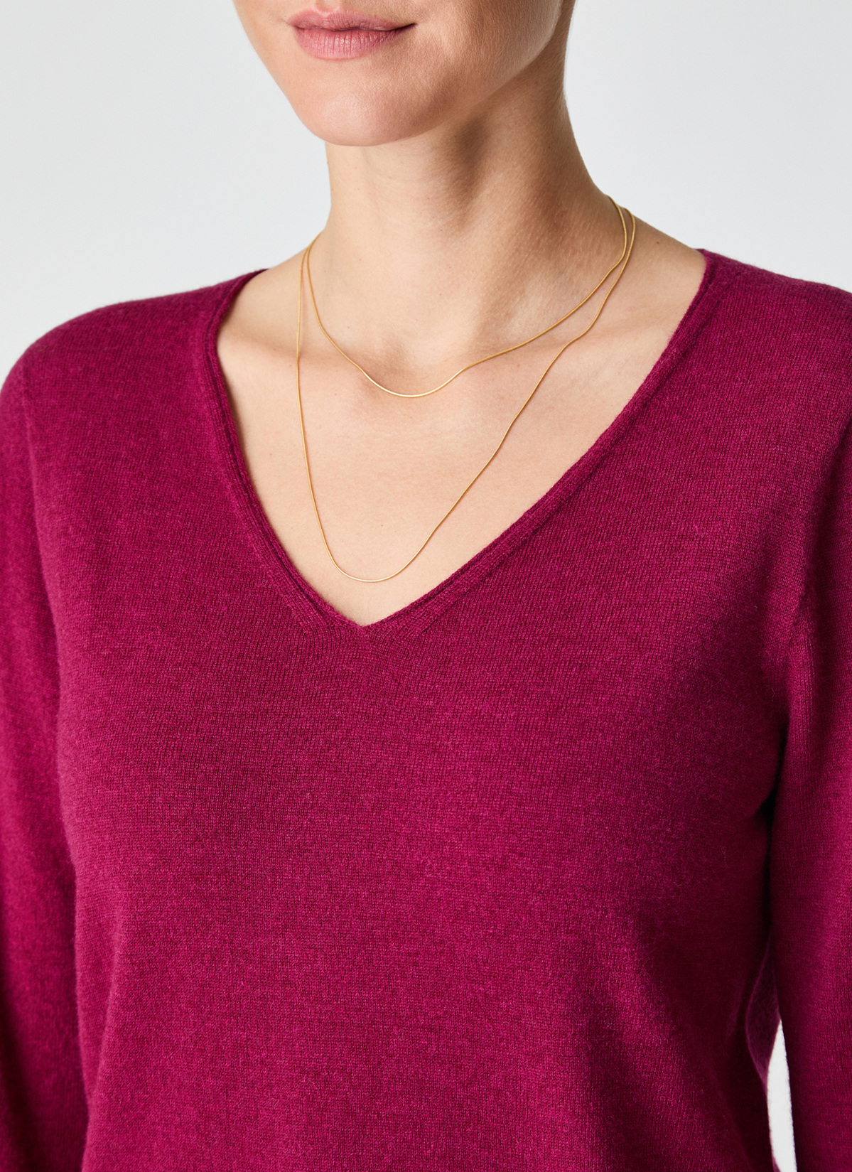 Pullover V-Ausschnitt 1/1 Arm, Bordeaux Detailansicht 2