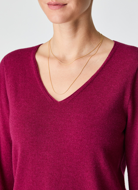 Pullover V-Ausschnitt 1/1 Arm Bordeaux Frontansicht