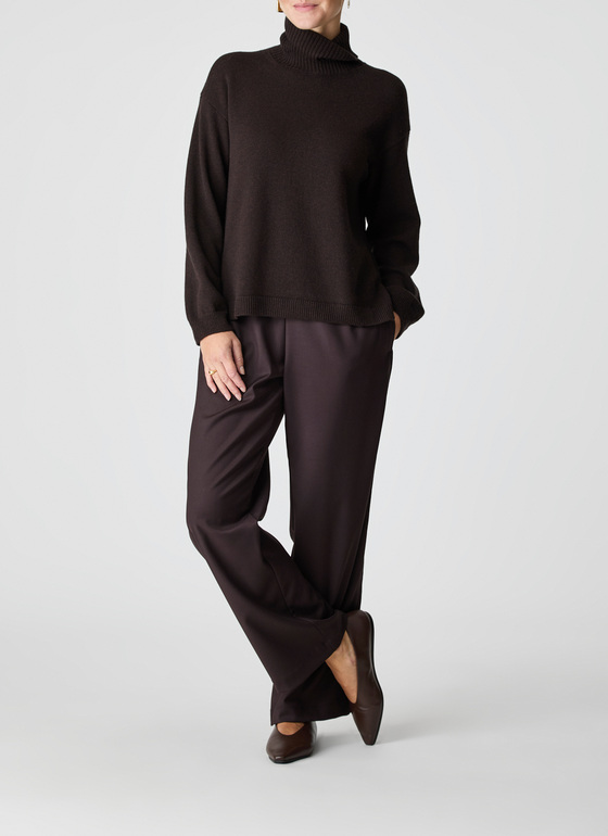 Pullover Rollkragen 1/1 Arm Dark Espresso Frontansicht
