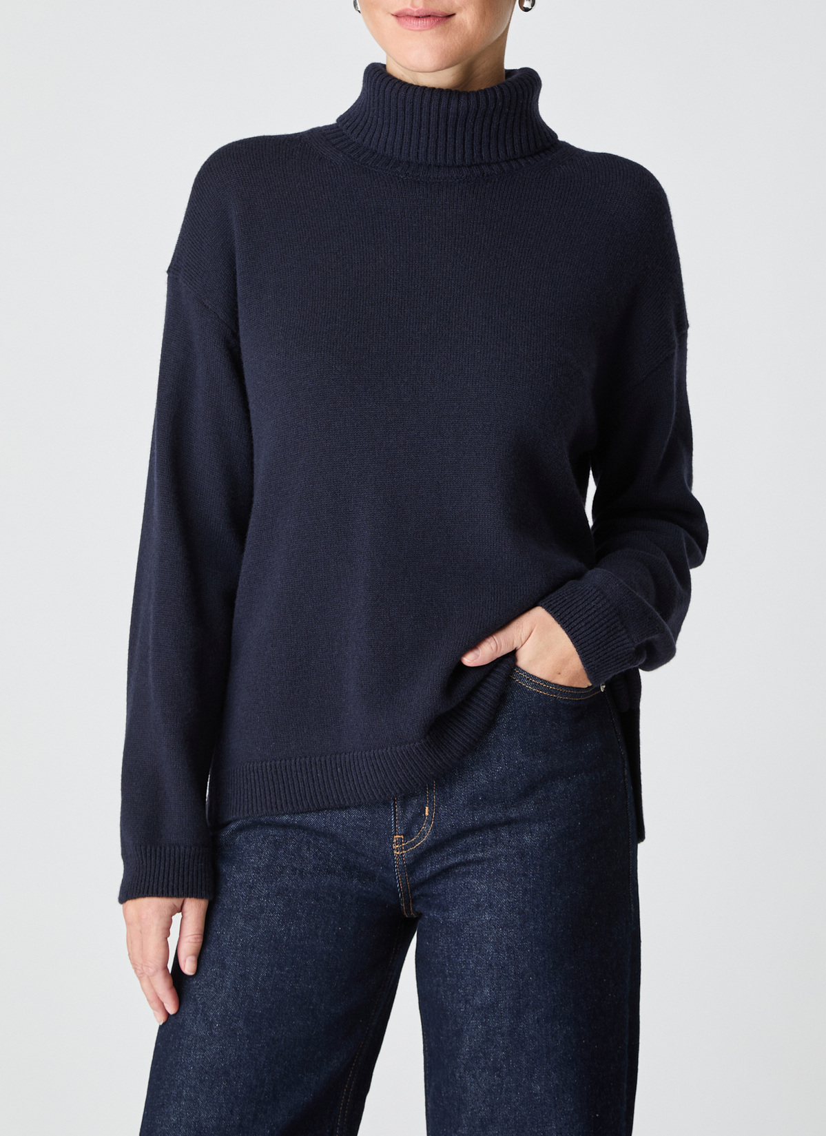 Pullover Rollkragen 1/1 Arm, Navy Frontansicht