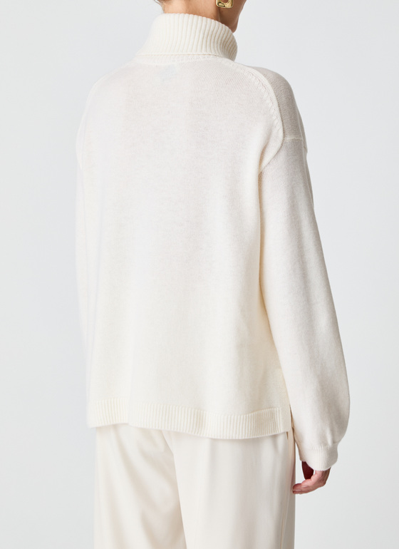 Pullover Rollkragen 1/1 Arm New White Frontansicht