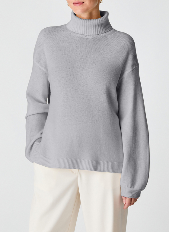 Pullover Rollkragen 1/1 Arm Granite Grey Frontansicht