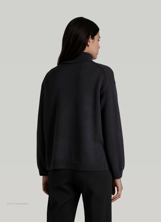 Pullover Rollkragen 1/1 Arm Black Frontansicht