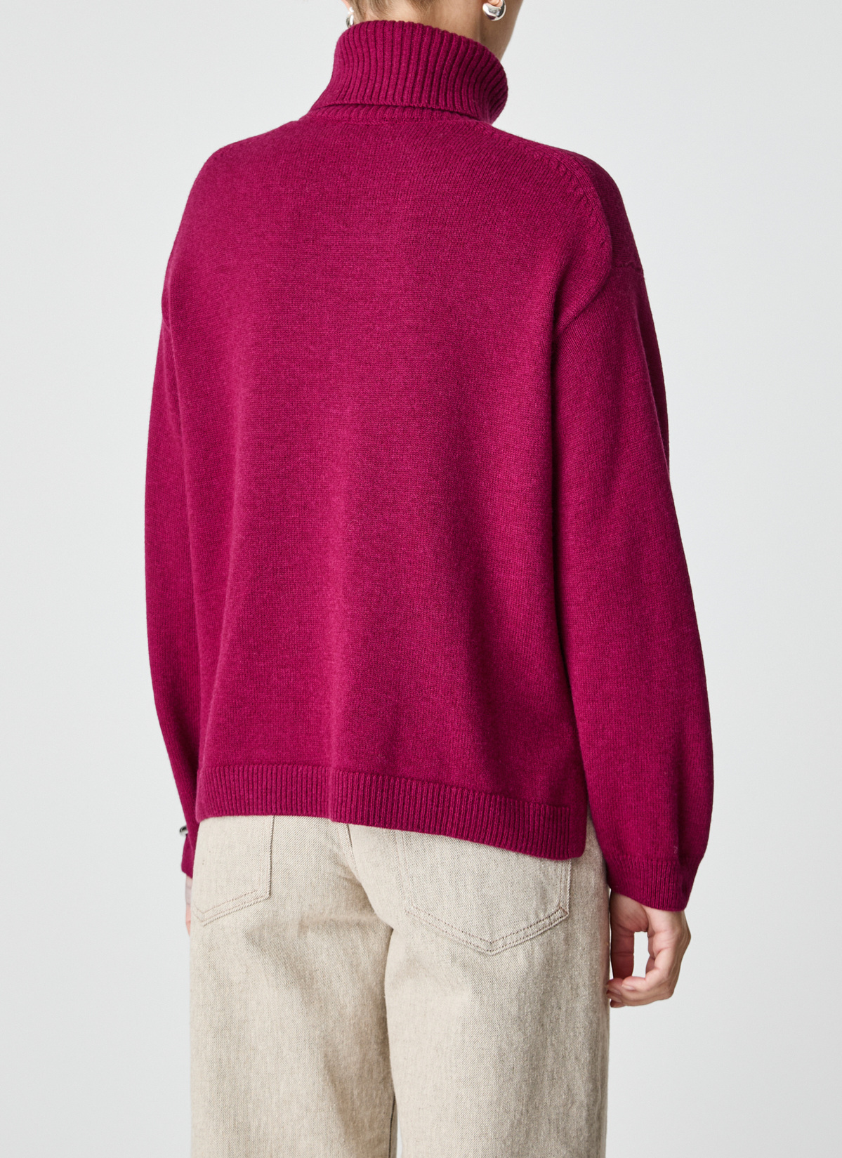 Pullover Rollkragen 1/1 Arm, Bordeaux Rückansicht