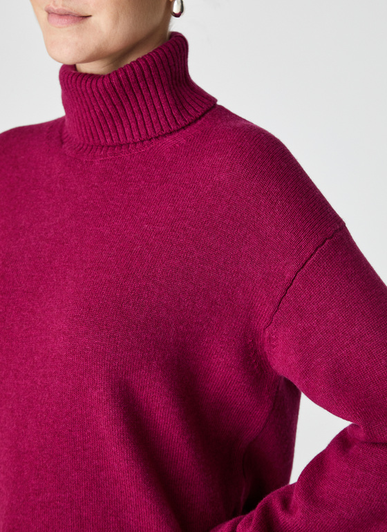 Pullover Rollkragen 1/1 Arm Bordeaux Frontansicht