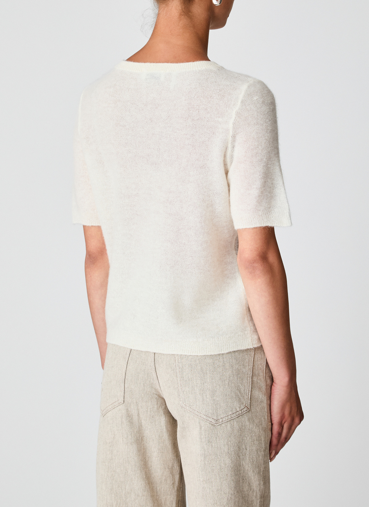 Pullover Rundhals 1/1 Arm, New White Rückansicht