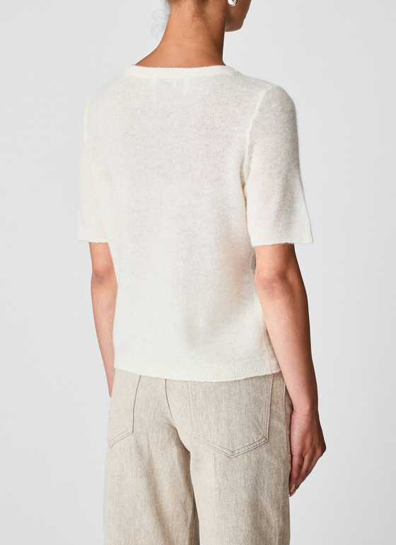 Pullover Rundhals 1/1 Arm New White Frontansicht
