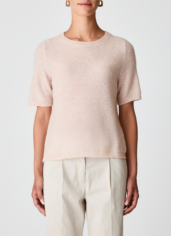 Pullover Rundhals 1/1 Arm Pastel Peach Frontansicht