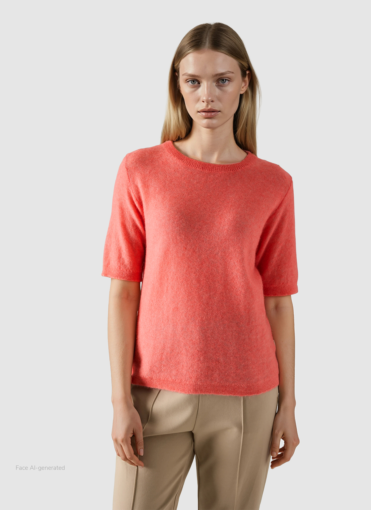 Pullover Rundhals 1/1 Arm, Flamingo Frontansicht