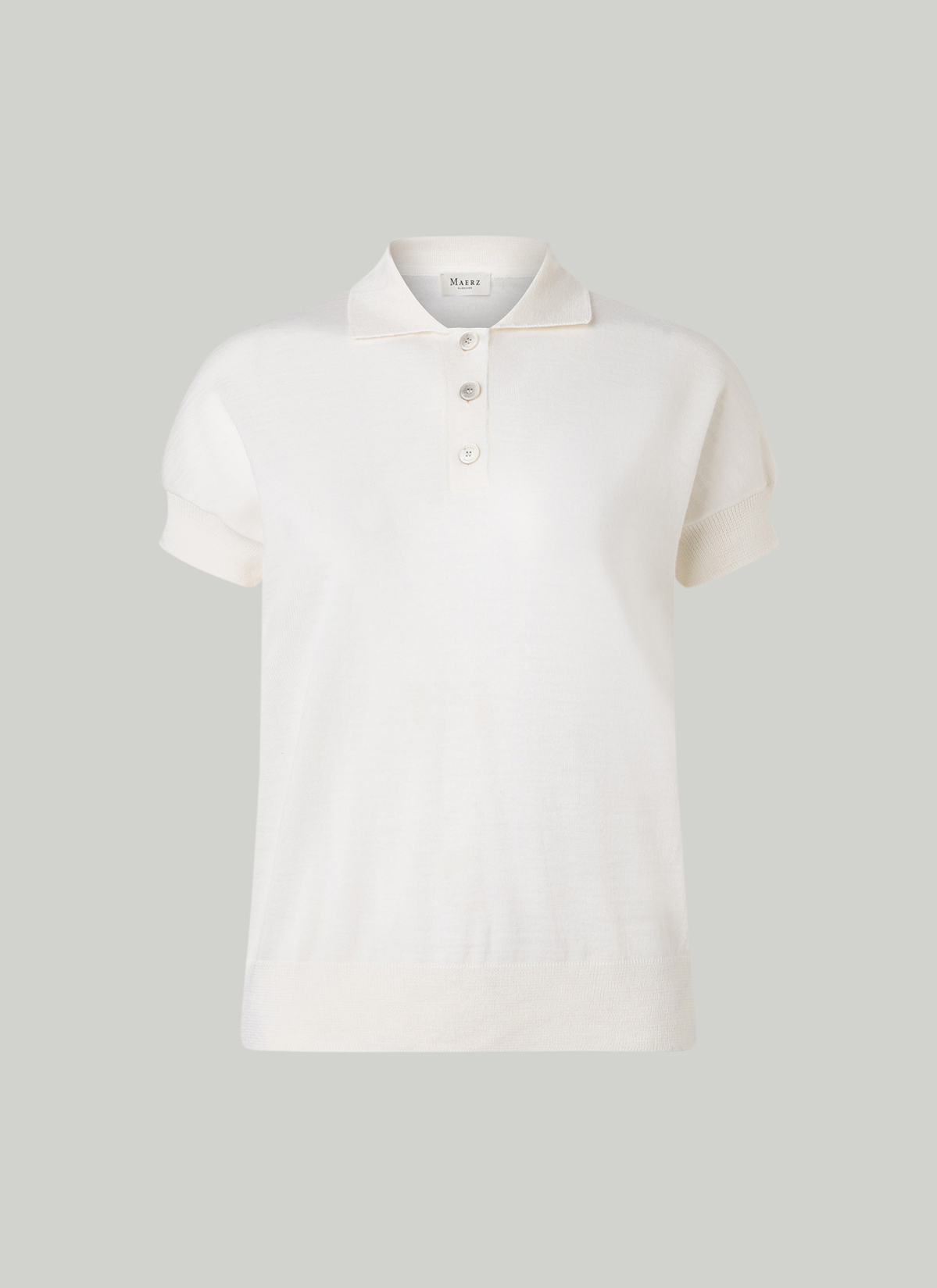 Pullover Polokragen Knopf 1/1 Arm, New White 