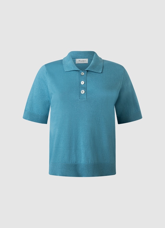 Poloshirt Delphinium Blue Frontansicht