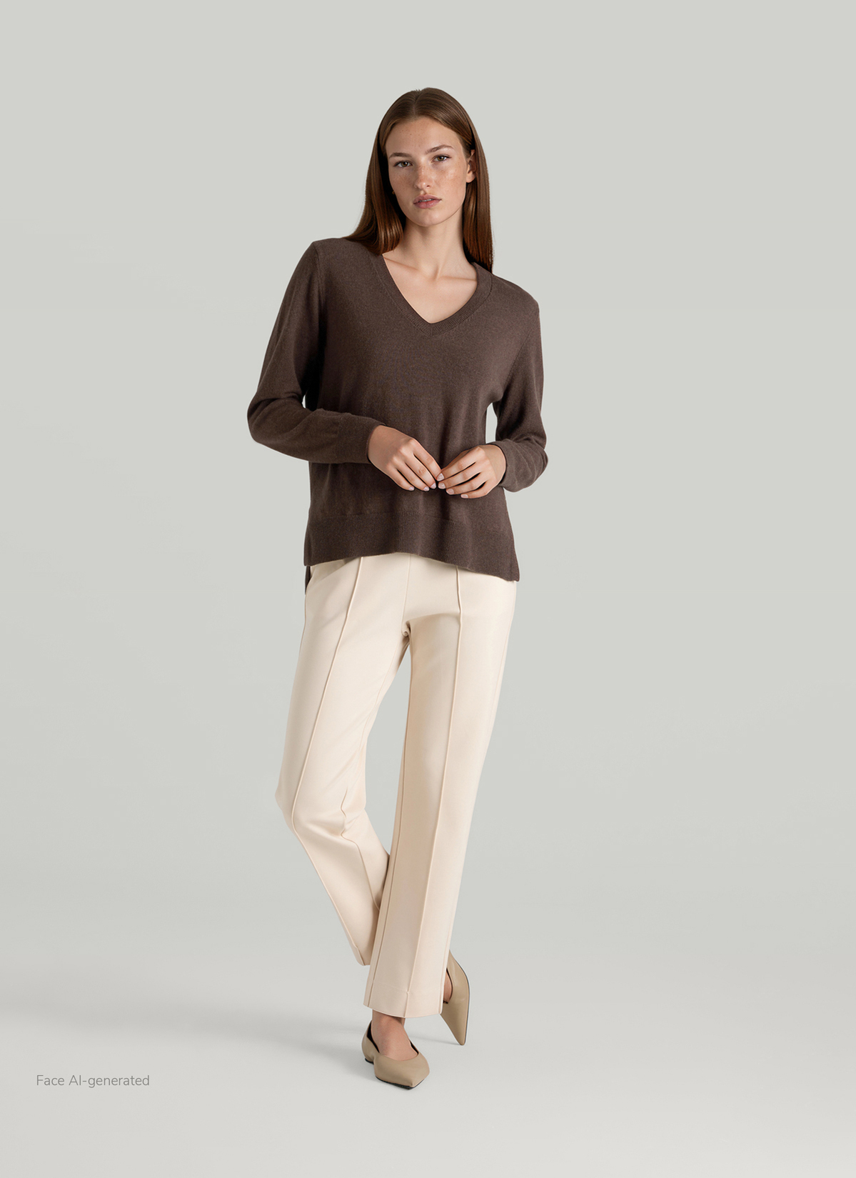 Pullover Stehkragen 1/2 Arm, Dark Coffee Detailansicht 2