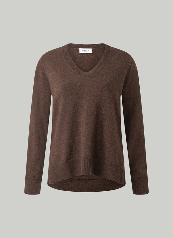 Pullover Stehkragen 1/2 Arm Dark Coffee Frontansicht