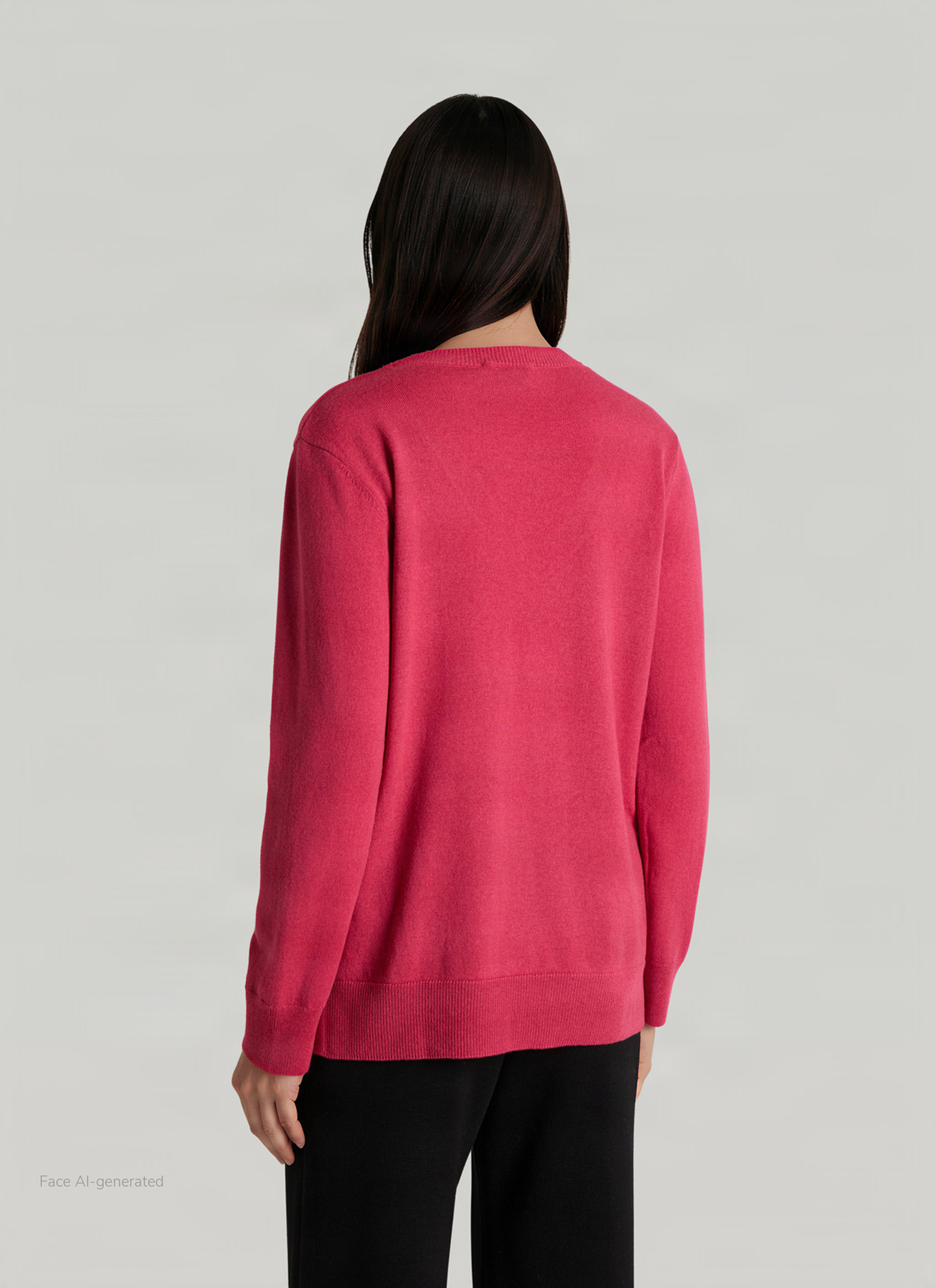 Pullover Stehkragen 1/2 Arm, Peony Red Rückansicht