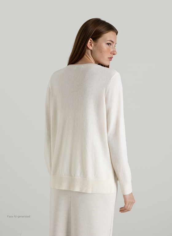 Pullover Stehkragen 1/2 Arm New White Frontansicht