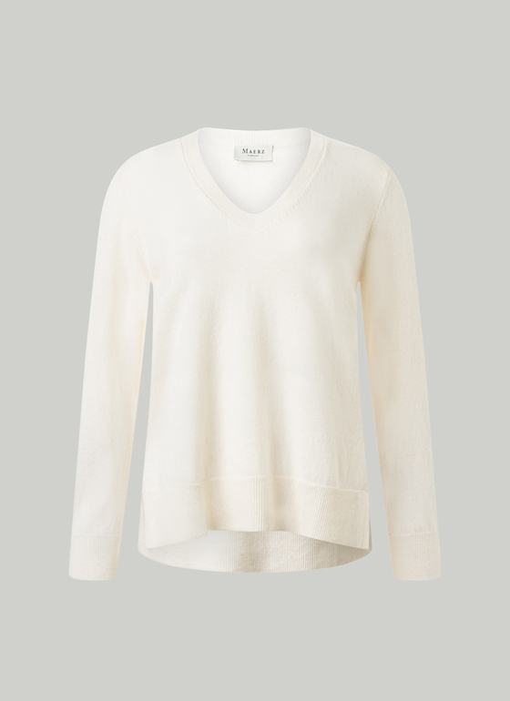Pullover Stehkragen 1/2 Arm New White Frontansicht