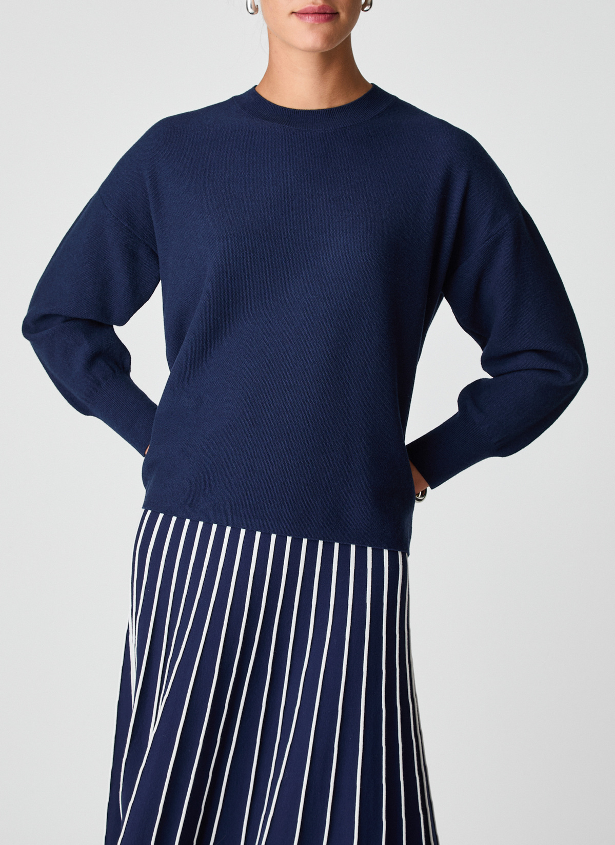 Pullover Rundhals 1/1 Arm, Bright Night Frontansicht