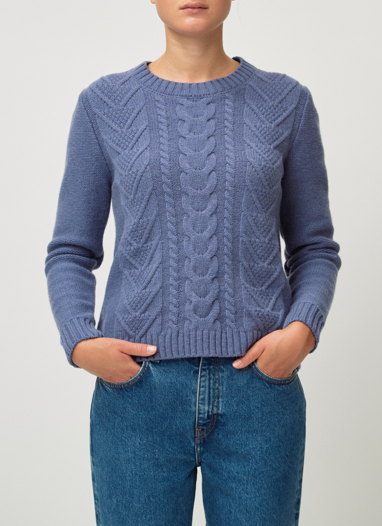 Pullover Rundhals 1/1 Arm, Lapis Frontansicht