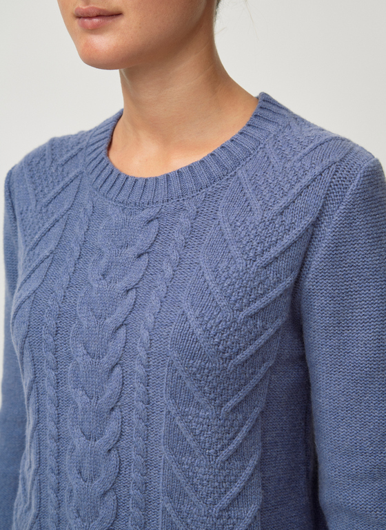 Pullover Rundhals 1/1 Arm Lapis Frontansicht