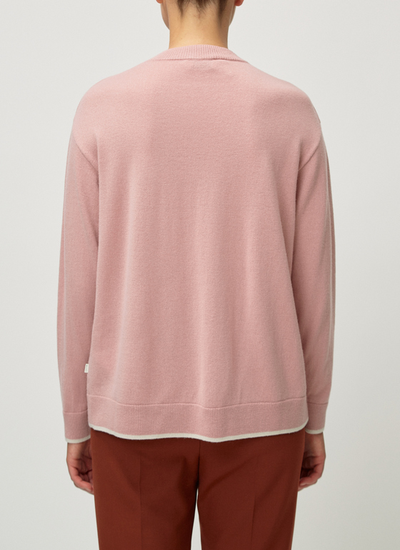 Pullover Rundhals 1/1 Arm Rosé Frontansicht