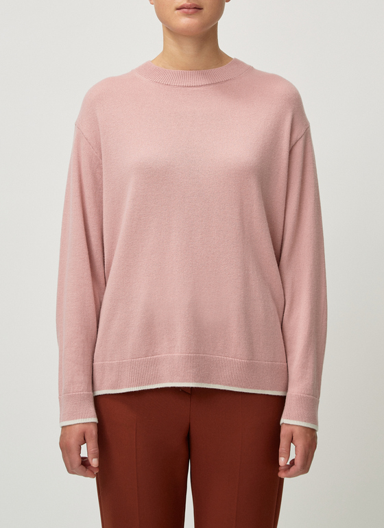 Pullover Rundhals 1/1 Arm Rosé Frontansicht