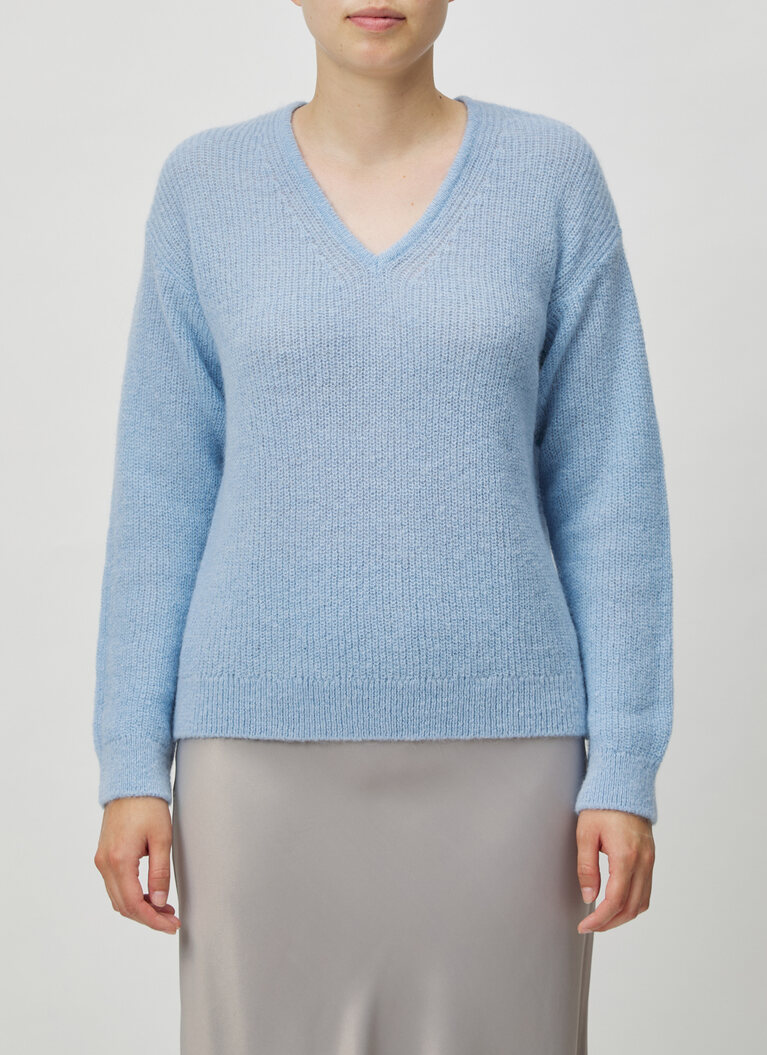 Pullover V-Ausschnitt 1/1 Arm, Blue Fountain Frontansicht