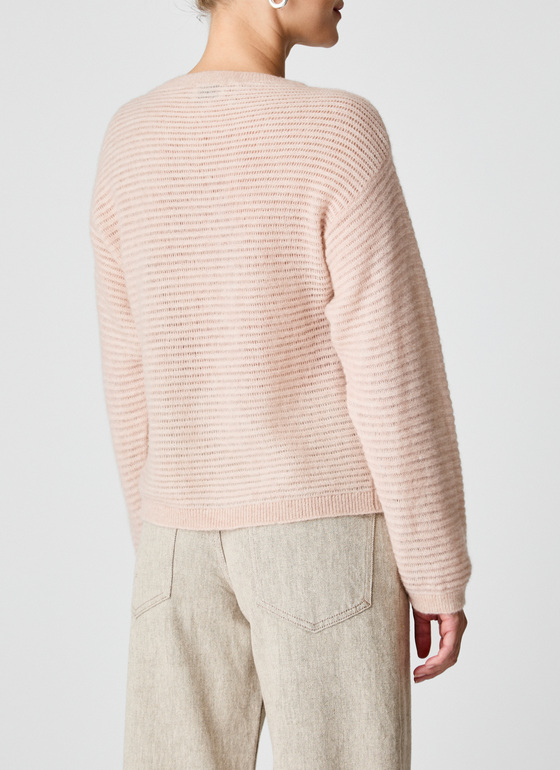 Pullover Rundhals 1/1 Arm Pastel Peach Frontansicht