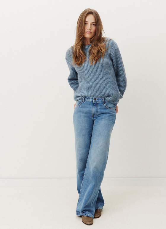Pullover Rundhals 1/1 Arm Whale Blue Frontansicht