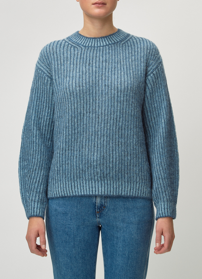 Pullover Rundhals 1/1 Arm, Whale Blue Detailansicht 2