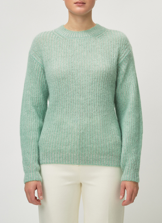 Pullover Rundhals 1/1 Arm Green Mint Frontansicht