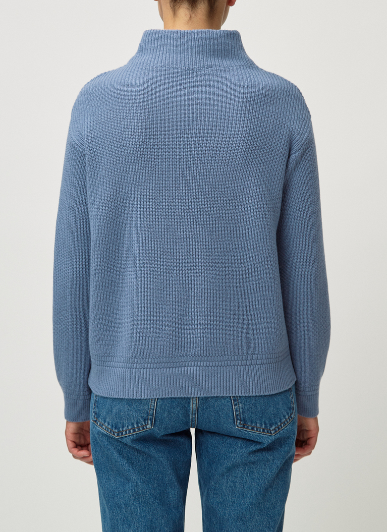 Pullover Stehkragen 1/1 Arm, Whale Blue Rückansicht