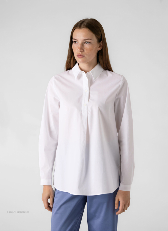 Bluse 1/1 Arm Pure White Frontansicht