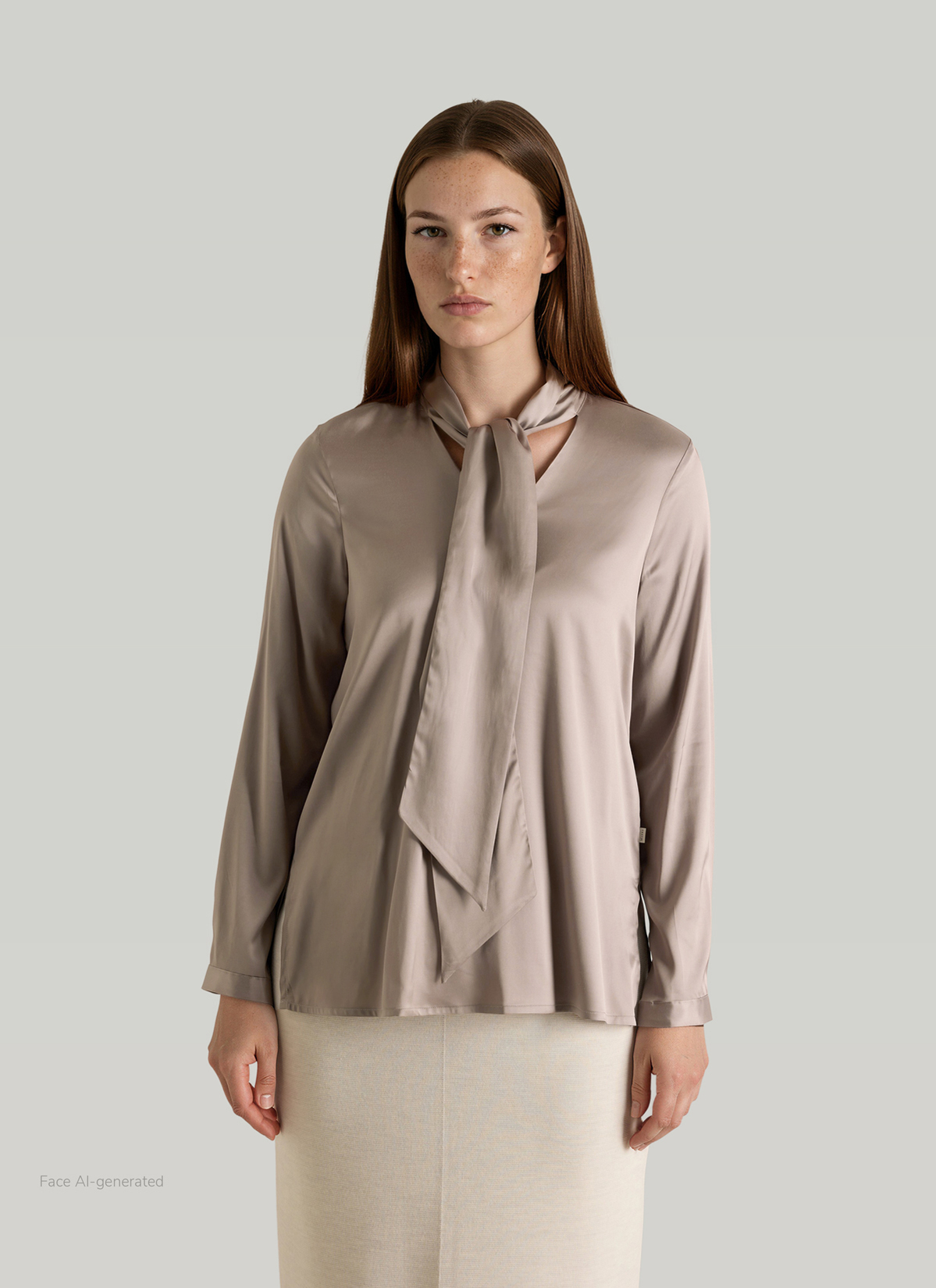 Bluse 1/1 Arm, Taupe Grey Frontansicht