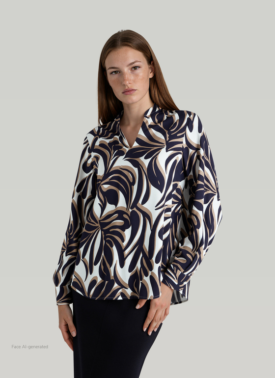 Bluse 1/1 Arm Navy Frontansicht