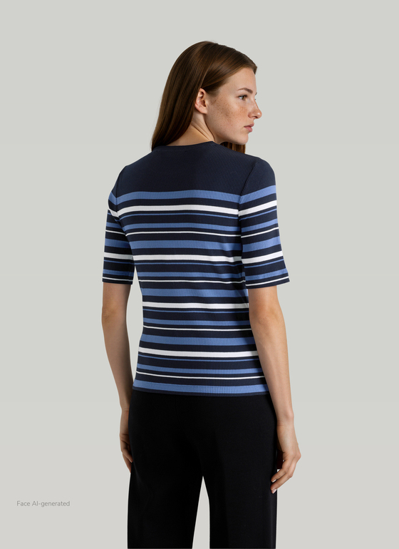 T-Shirt Rundhals 1/2 Arm Navy Frontansicht