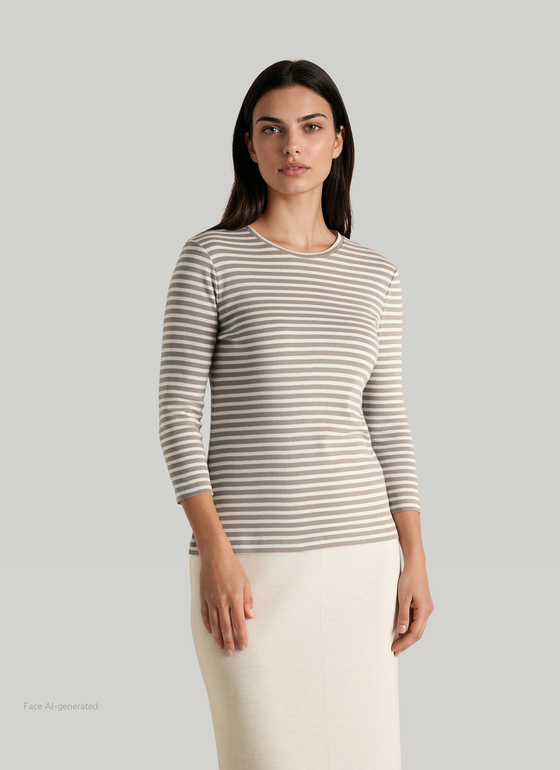 Longsleeve Rundhals 3/4 Arm Taupe Grey Frontansicht