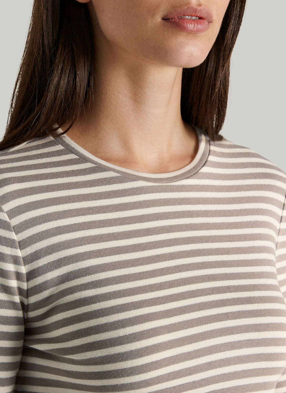 Longsleeve Rundhals 3/4 Arm, Taupe Grey Detailansicht 1