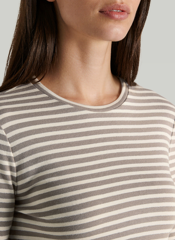 Longsleeve Rundhals 3/4 Arm Taupe Grey Frontansicht