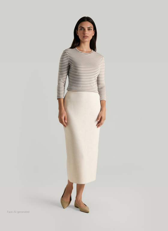 Longsleeve Rundhals 3/4 Arm Taupe Grey Frontansicht