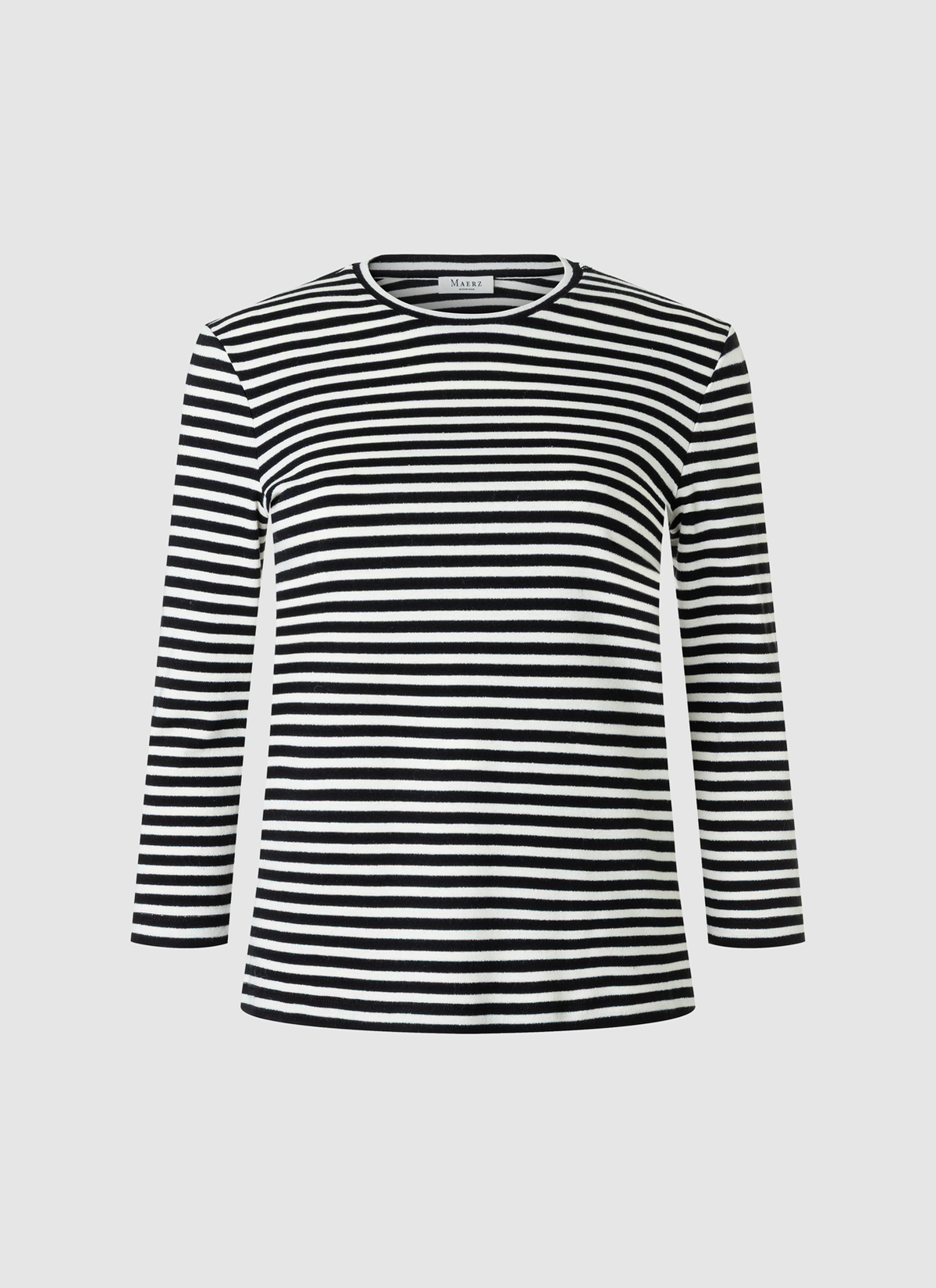 Longsleeve Rundhals 3/4 Arm, Black Frontansicht