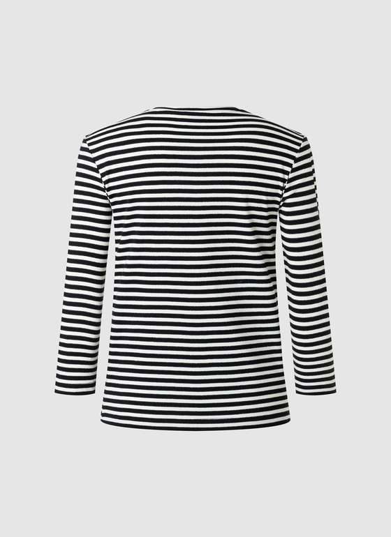 Longsleeve Rundhals 3/4 Arm Black Frontansicht