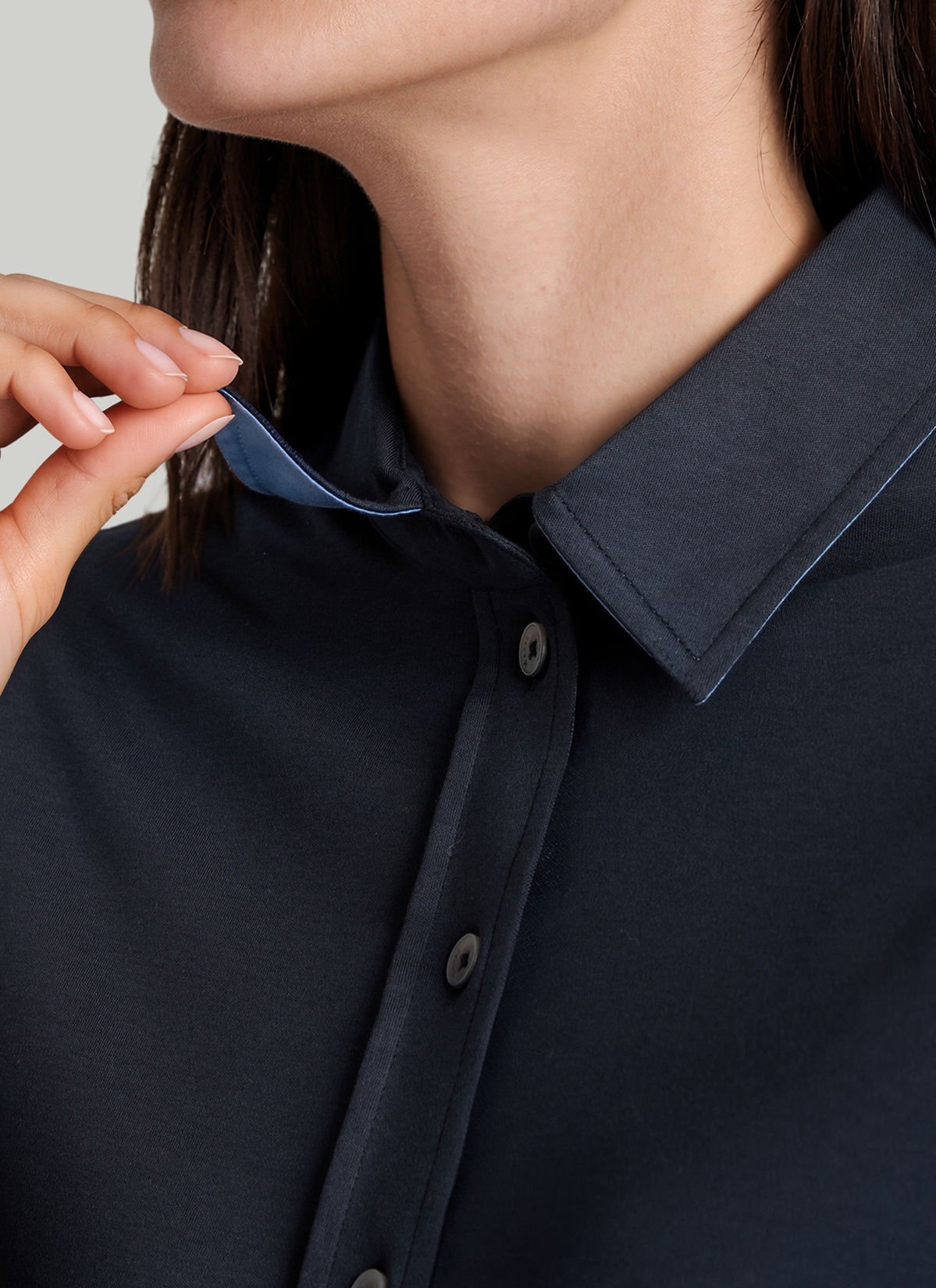 Bluse 1/1 Arm Wirk, Navy Detailansicht 1