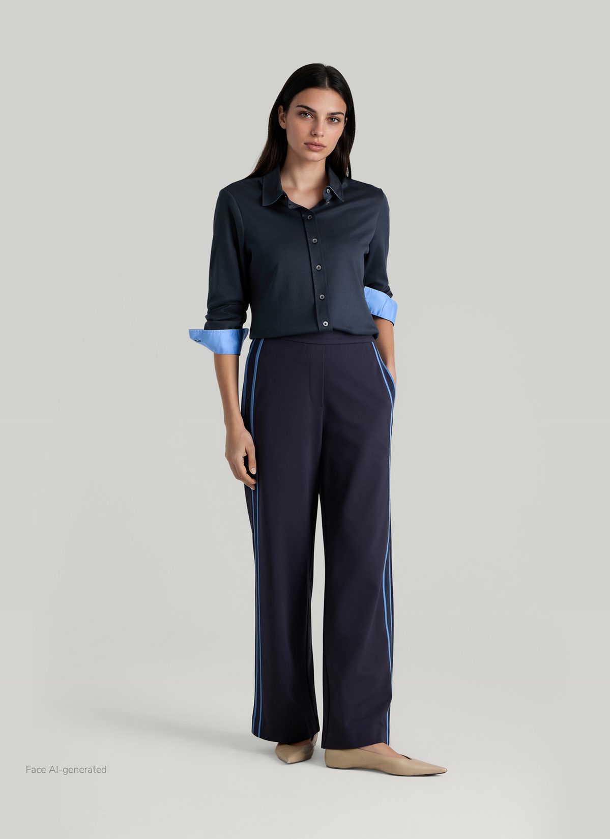 Bluse 1/1 Arm Wirk, Navy Detailansicht 2
